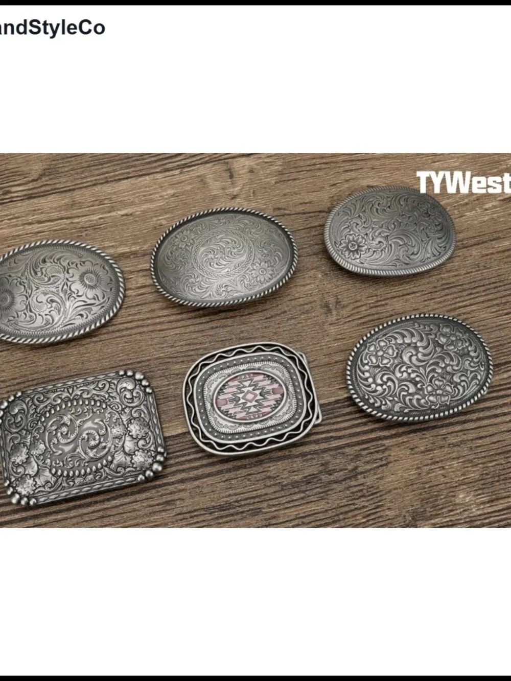 Western Floral Belt Buckle Antique Silver Alloy 1.5 Inch
